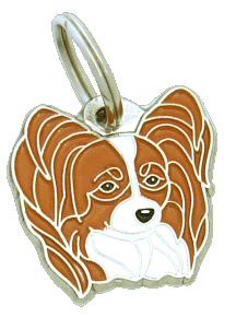 PAPILLON WHITE & RED <br> (pet tag, engraving included)